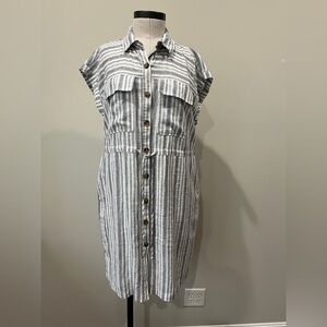 Time and Tru Striped Button-Down Dress